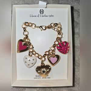 - House of Harlow 1960 Hearts Charm Bracelet. NEW IN BOX